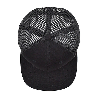 Capuz de caminhoneiro unisex de algodão 6 painéis com logotipo bordado e etiqueta tecida