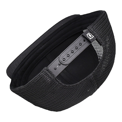 Capuz de caminhoneiro unisex de algodão 6 painéis com logotipo bordado e etiqueta tecida