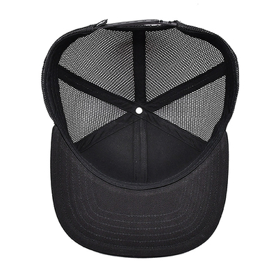 Capuz de caminhoneiro unisex de algodão 6 painéis com logotipo bordado e etiqueta tecida