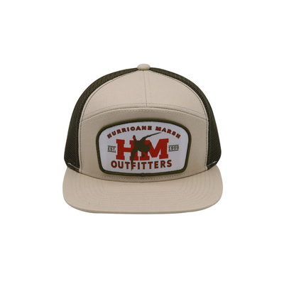 Chapéu de camião de algodão unisex com visor plano e Snapback Patch tecido com contorno bordado
