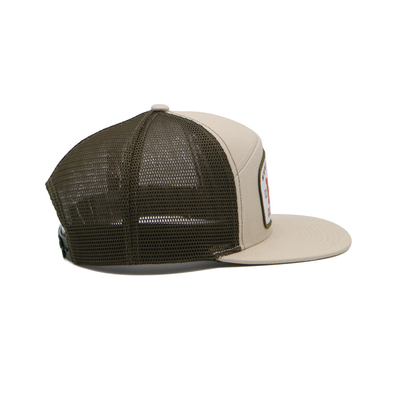 Chapéu de camião de algodão unisex com visor plano e Snapback Patch tecido com contorno bordado
