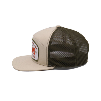 Chapéu de camião de algodão unisex com visor plano e Snapback Patch tecido com contorno bordado