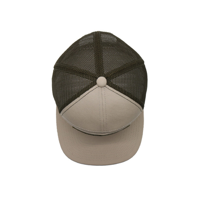 Chapéu de camião de algodão unisex com visor plano e Snapback Patch tecido com contorno bordado