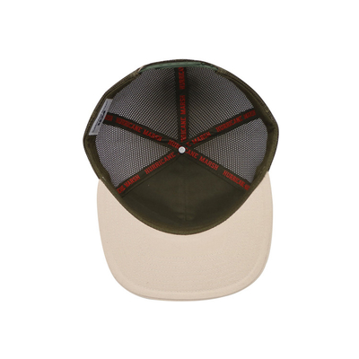 Chapéu de camião de algodão unisex com visor plano e Snapback Patch tecido com contorno bordado