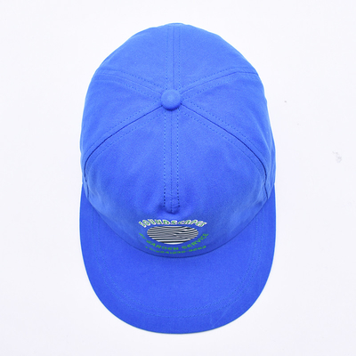 Chapéus de snapback impressos sob medida de alta qualidade azuis não estruturados 5 painéis de borda plana chapéus de hip hop para homens