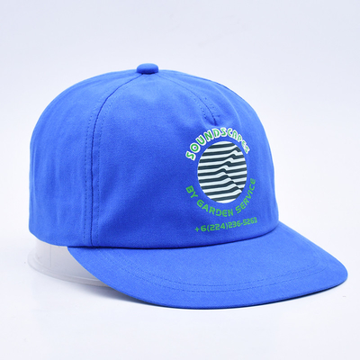 Chapéus de snapback impressos sob medida de alta qualidade azuis não estruturados 5 painéis de borda plana chapéus de hip hop para homens