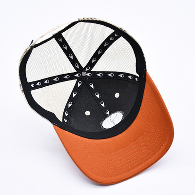 Custom High Quality Two Tone 6 Panel Trucker Cap com uma pequena borda curva