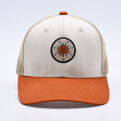 Custom High Quality Two Tone 6 Panel Trucker Cap com uma pequena borda curva