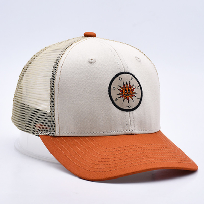 Custom High Quality Two Tone 6 Panel Trucker Cap com uma pequena borda curva