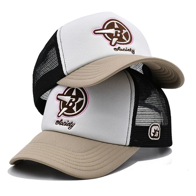 Custom High Quality Two Tone 6 Panel Trucker Cap com uma pequena borda curva