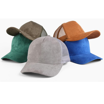 Alta Qualidade 5 Painel Rosa Camisa Suede Trucker Cap Custom Mulheres Moda Chapéu Trucker em branco Wholesale