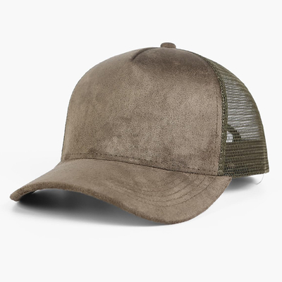 Alta Qualidade 5 Painel Rosa Camisa Suede Trucker Cap Custom Mulheres Moda Chapéu Trucker em branco Wholesale