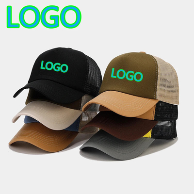 Boné de camionista de malha de 5 painéis personalizados Boné de camionista liso em branco unisex