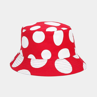 2025 Cotton Cartoon Mushroom Print Bucket Hat Fisherman Hat Outdoor Travel Sun Cap para homens e mulheres