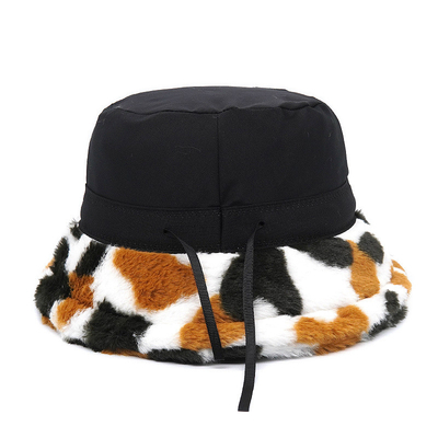 Outdoor Leisure Peixeiro Chapéu de balde de borda larga Chapéu à prova de vento Inverno Mulheres de pele Chapéu de balde Chapéu a granel