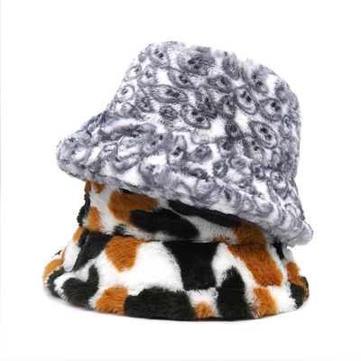 Outdoor Leisure Peixeiro Chapéu de balde de borda larga Chapéu à prova de vento Inverno Mulheres de pele Chapéu de balde Chapéu a granel