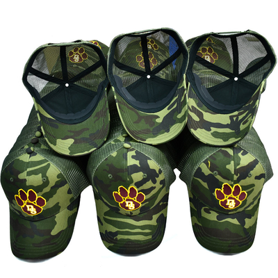 Chapéu de caminhoneiro de malha verde Custom 6 Panel Gorra Trucker Cap com logotipo bordado