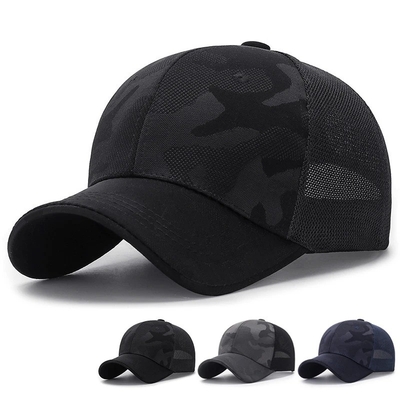 Produtor de chapéus de caminhão de alta qualidade para homens, venda a retalho, camuflagem camuflada, tampa de malha curva