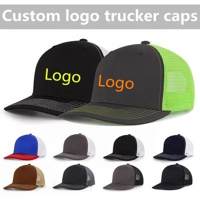 Logotipo bordado personalizado Custom 6 Panel Cap de camião de algodão com Snapback de plástico