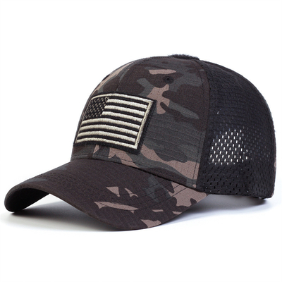 Capa de caminhoneiro de perfil de algodão de 6 painéis bordado personalizado com visor curvo