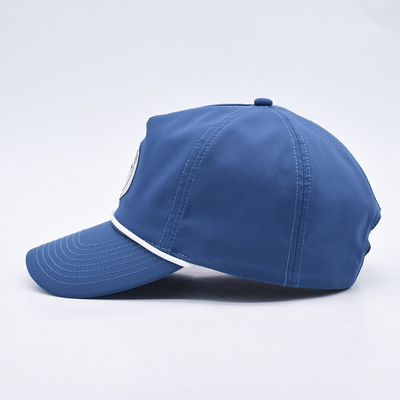 Gráfico Capuz de Basebol de Corda Azul Embroidery Personalizado Estruturado Logotipo 5 Painel Chapéus de Golf Gorras