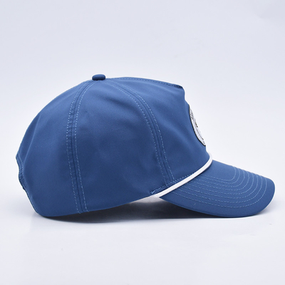 Gráfico Capuz de Basebol de Corda Azul Embroidery Personalizado Estruturado Logotipo 5 Painel Chapéus de Golf Gorras