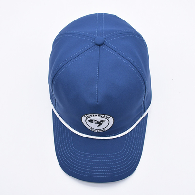 Gráfico Capuz de Basebol de Corda Azul Embroidery Personalizado Estruturado Logotipo 5 Painel Chapéus de Golf Gorras
