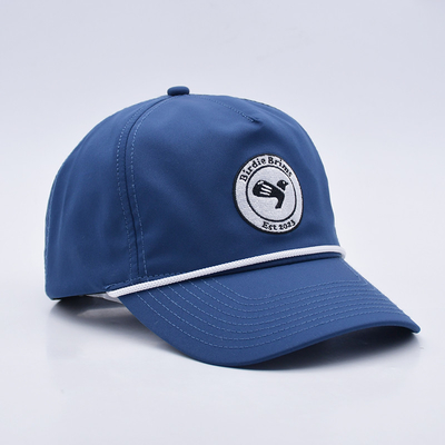 Gráfico Capuz de Basebol de Corda Azul Embroidery Personalizado Estruturado Logotipo 5 Painel Chapéus de Golf Gorras