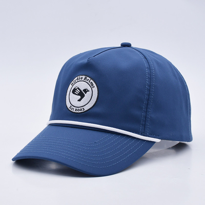Gráfico Capuz de Basebol de Corda Azul Embroidery Personalizado Estruturado Logotipo 5 Painel Chapéus de Golf Gorras