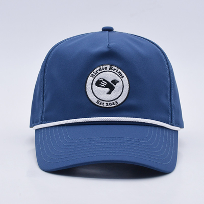 Gráfico Capuz de Basebol de Corda Azul Embroidery Personalizado Estruturado Logotipo 5 Painel Chapéus de Golf Gorras
