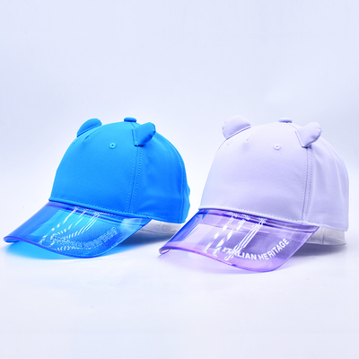 Fábrica de chapéus OEM Varejo a retalho de alta qualidade Chapéus de basebol de 5 painéis para crianças Chapéus de basebol personalizados de PVC transparentes
