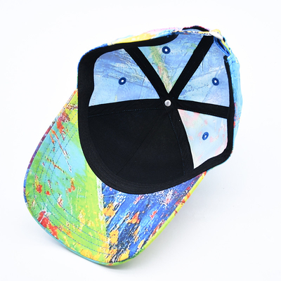 6 Capuz de basebol de painel com perfil de logotipo de impressão e visor curvo