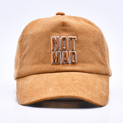 Custom 3d bordado estruturado Corduroy Gorras Baseball Cap Wholesale 5 Painel Ajustável Snapback Baseball Cap