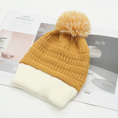 Chapéu Outono Inverno Combinação bonés de malha Skully Moda Quente com Pompom Puro Pom Pom Pom Para Mulheres Double Color Fashion Boné