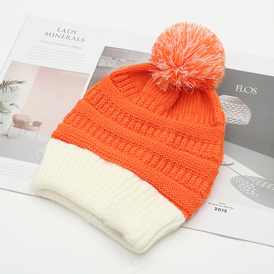 Chapéu Outono Inverno Combinação bonés de malha Skully Moda Quente com Pompom Puro Pom Pom Pom Para Mulheres Double Color Fashion Boné