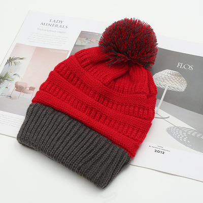 Chapéu Outono Inverno Combinação bonés de malha Skully Moda Quente com Pompom Puro Pom Pom Pom Para Mulheres Double Color Fashion Boné