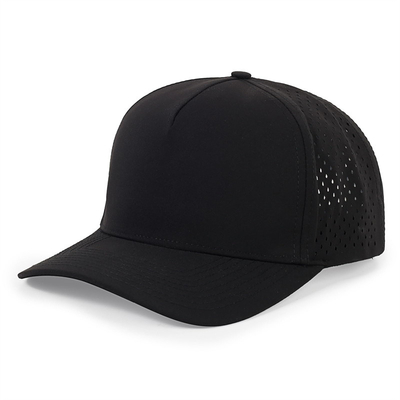 Gráfico de 5 painéis Capuz de Basebol Azul Custom Laser Cut Hole Gorras Golf Chapéu Desportivo de Poliéster Impermeável
