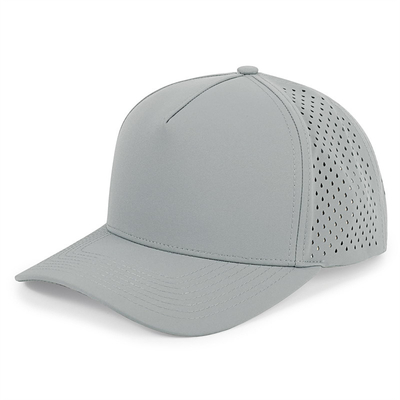 Gráfico de 5 painéis Capuz de Basebol Azul Custom Laser Cut Hole Gorras Golf Chapéu Desportivo de Poliéster Impermeável
