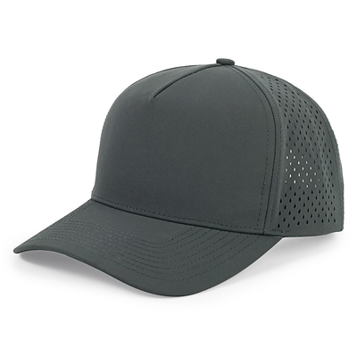 Gráfico de 5 painéis Capuz de Basebol Azul Custom Laser Cut Hole Gorras Golf Chapéu Desportivo de Poliéster Impermeável