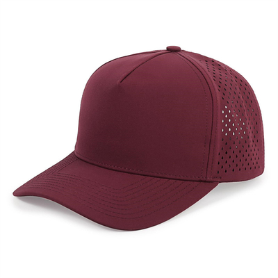 Gráfico de 5 painéis Capuz de Basebol Azul Custom Laser Cut Hole Gorras Golf Chapéu Desportivo de Poliéster Impermeável