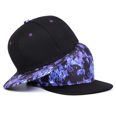 Impressão de céu estrelado de alta qualidade Snapback Hat Design de logotipo personalizado Flat Bill Hats 6 Panel Snapback Cap