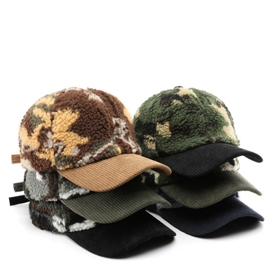 Outono Inverno Homens e Mulheres Quente Camouflagem Espessa Capuz de Beisebol Corduroy Custom Adultos Inverno Lana Moda Chapéu de Beisebol Caps