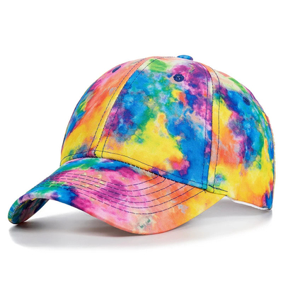 Moda personalizada Hip Hop 6 Panel Tie Dye Baseball Hat Cap High Crown Irregular Print Baseball Hats