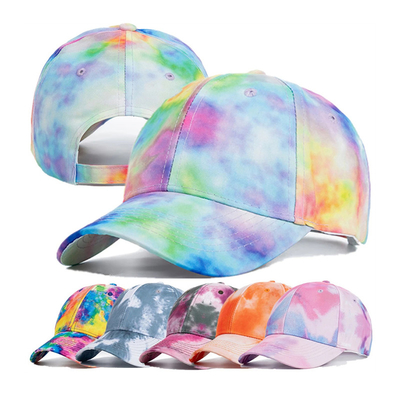 Moda personalizada Hip Hop 6 Panel Tie Dye Baseball Hat Cap High Crown Irregular Print Baseball Hats