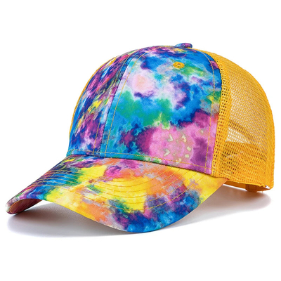 Moda personalizada Hip Hop 6 Panel Tie Dye Baseball Hat Cap High Crown Irregular Print Baseball Hats