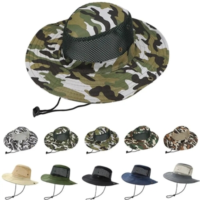 Camo exterior Camuflagem Chapéu de balde de pescador com logotipo personalizado Caça Caminhada Chapéu de balde