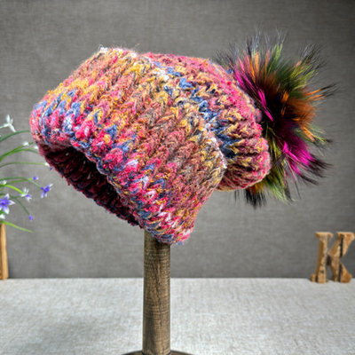 Mulheres Nova Lana Coelho Puro Puro Pompom Chapéu Óleo Pintura Estilo Outdoor Calor Skullies Beanie Winter Cap