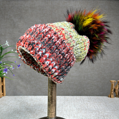 Mulheres Nova Lana Coelho Puro Puro Pompom Chapéu Óleo Pintura Estilo Outdoor Calor Skullies Beanie Winter Cap