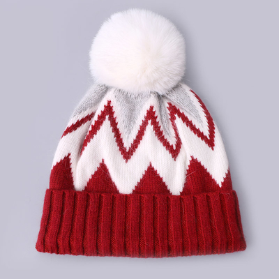 Capuzes bordados personalizados de Inverno de tricô com listras padronizadas