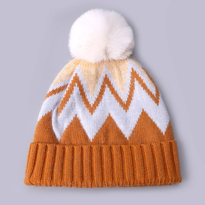 Capuzes bordados personalizados de Inverno de tricô com listras padronizadas